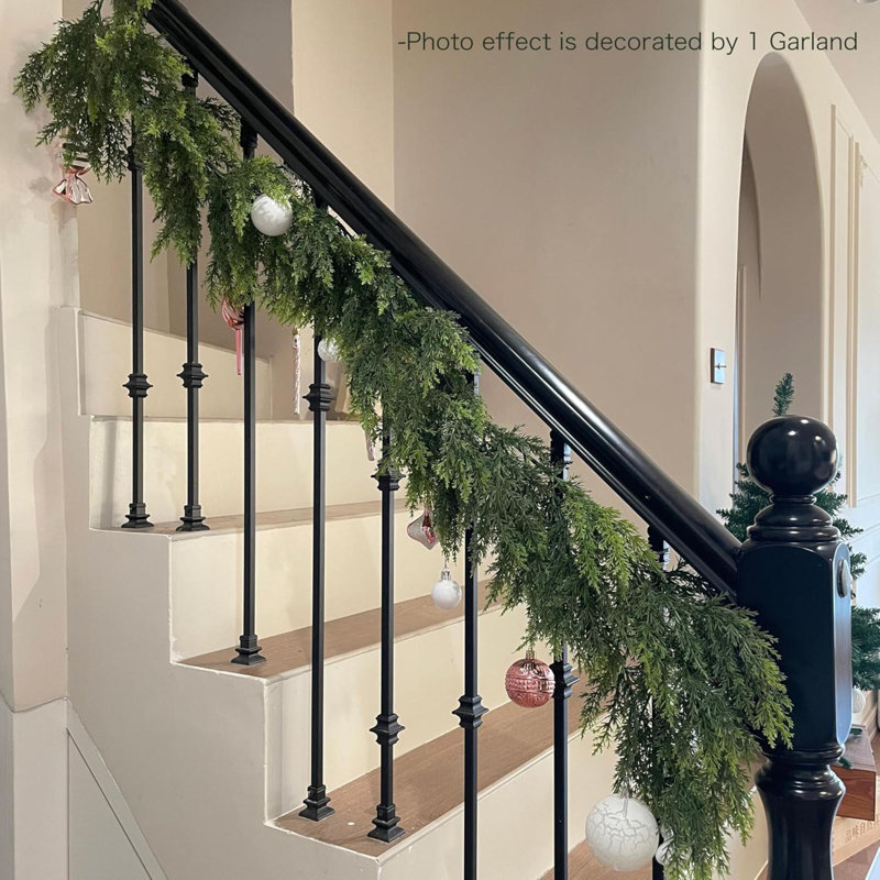 Christmas Cedar Garland Artificial Realistic  Faux Real Touch Winter Pine Garland For Mantle Fireplace Wall Table Indoor Outdoor Decoraiton