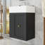 Meuble-lavabo mural moderne avec lavabo en céramique, grand tiroir et rangement latéral pour les petits espaces-129182807