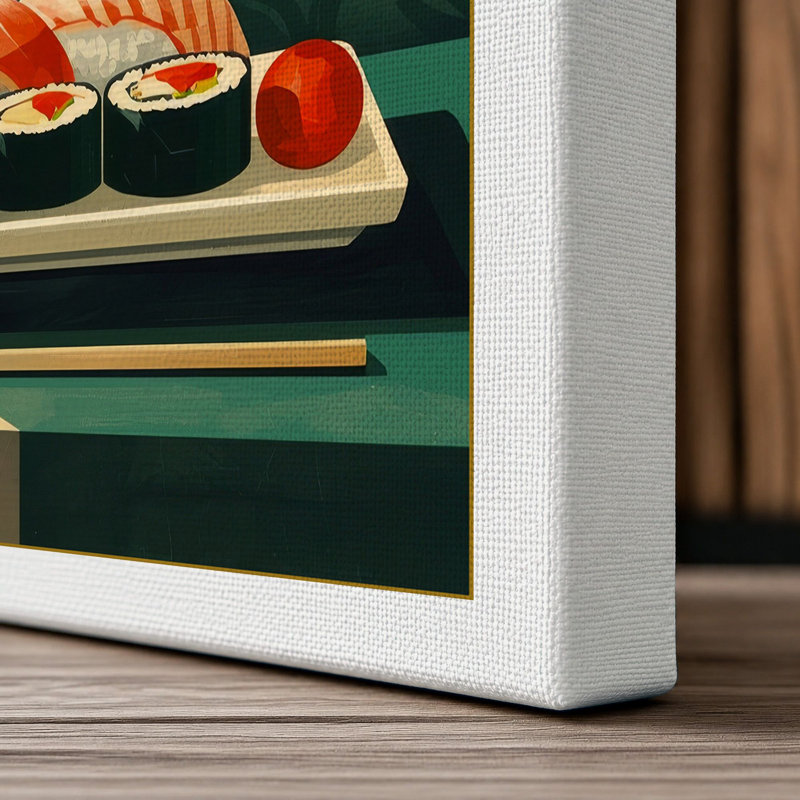 Sushi Platter Deco Art Deco - Wrapped Canvas, 30x20 - 76.2 x 50.8 cm, White Border