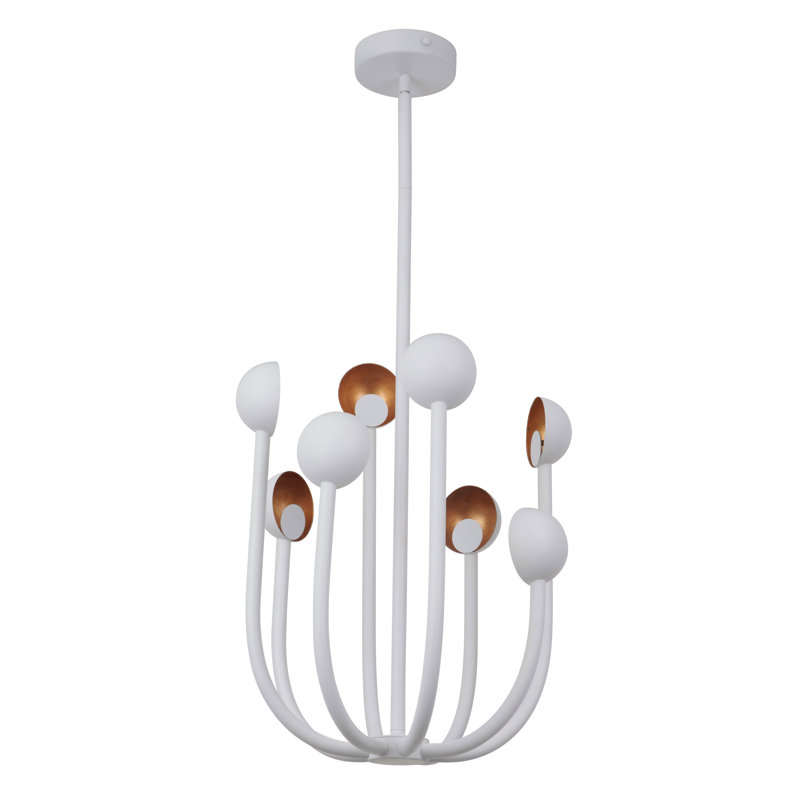 Lustre géométrique unique à 8 lumières Keeter, Blanc