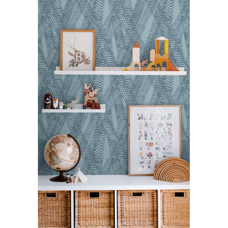 Seabrook Designs Sand & Caramel Truck Tracks Unpasted Wallpaper, Blue Lake/Aegean