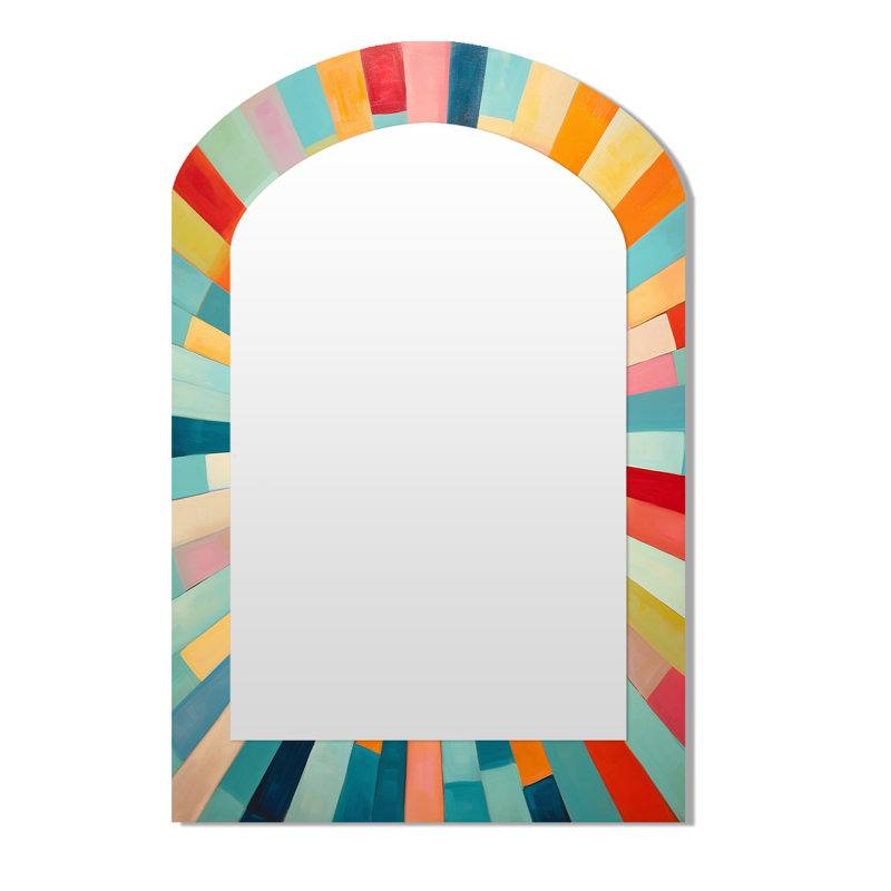 Coloré Mid Century Optique Serenade III - miroir mural moderne arche Midcentury, 43 po x 33 po