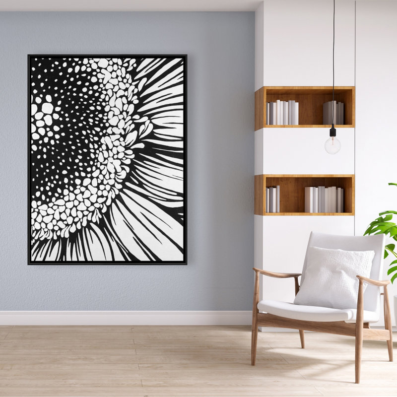 Gerbera Flower - White Botanical Framed Canvas for Home Decor