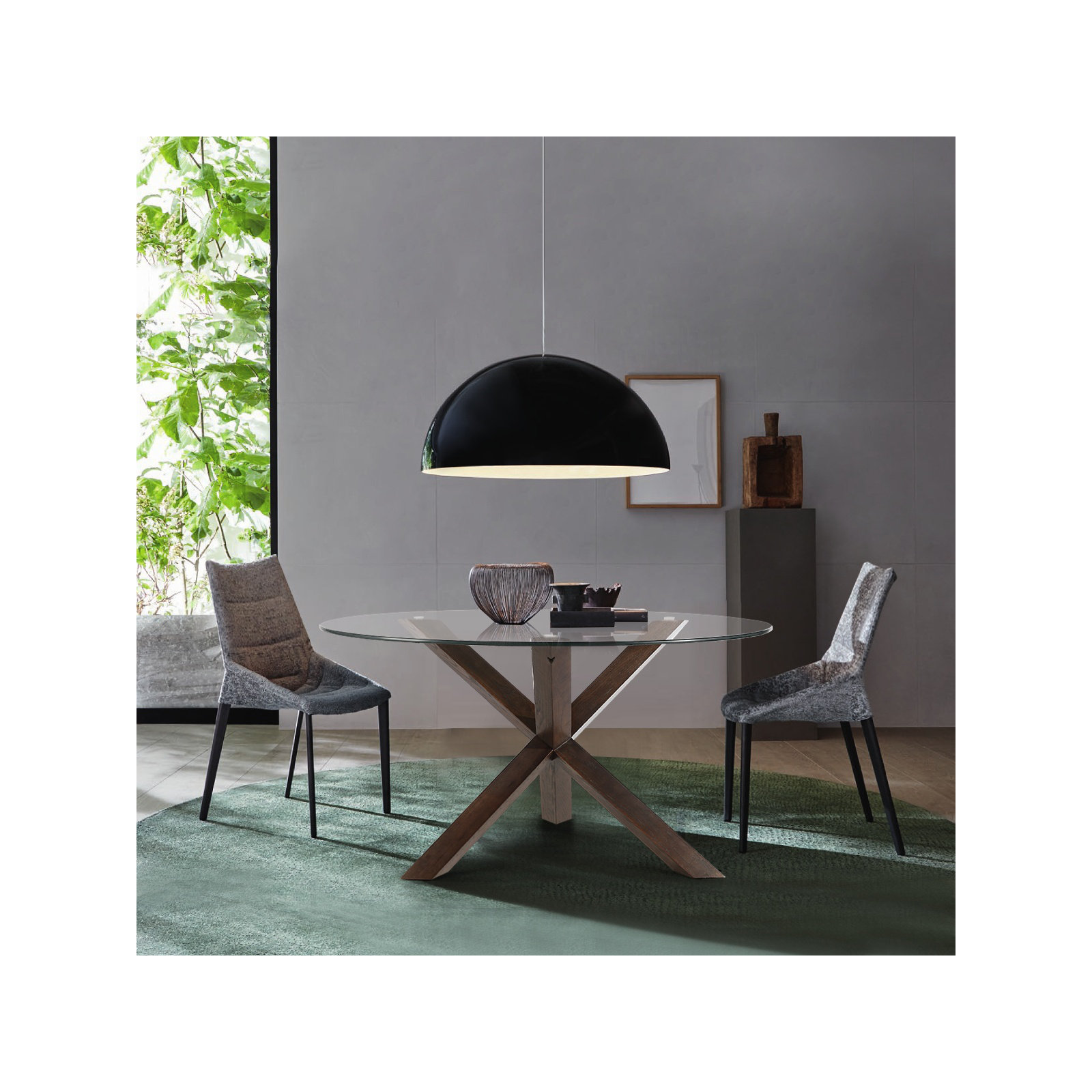 Barnett Round Dining Table, Walnut, 30" H x 48" W x 48" L