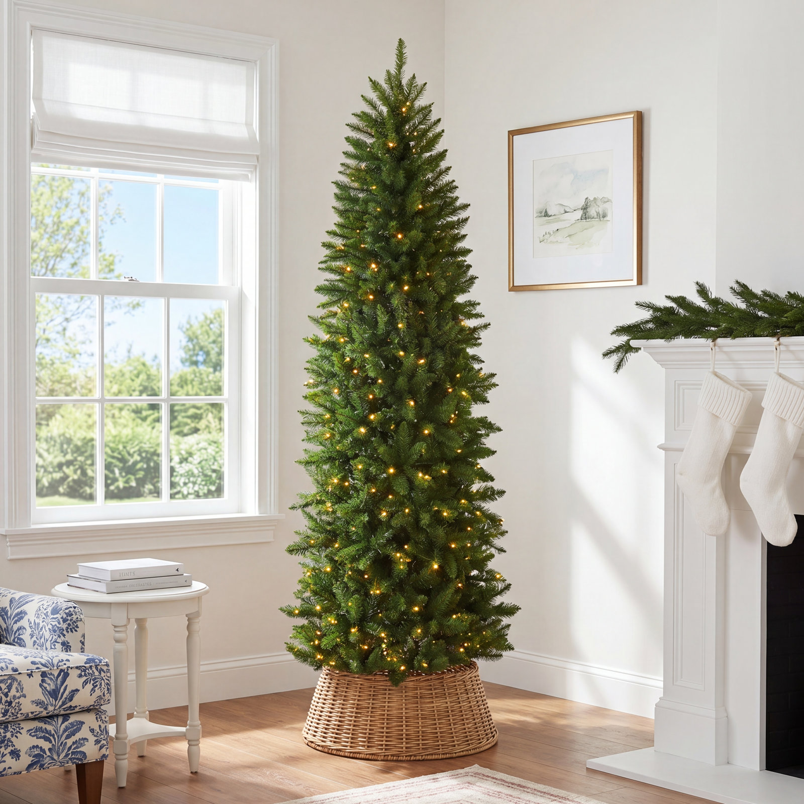Lighted Artificial Christmas Tree, 7' H