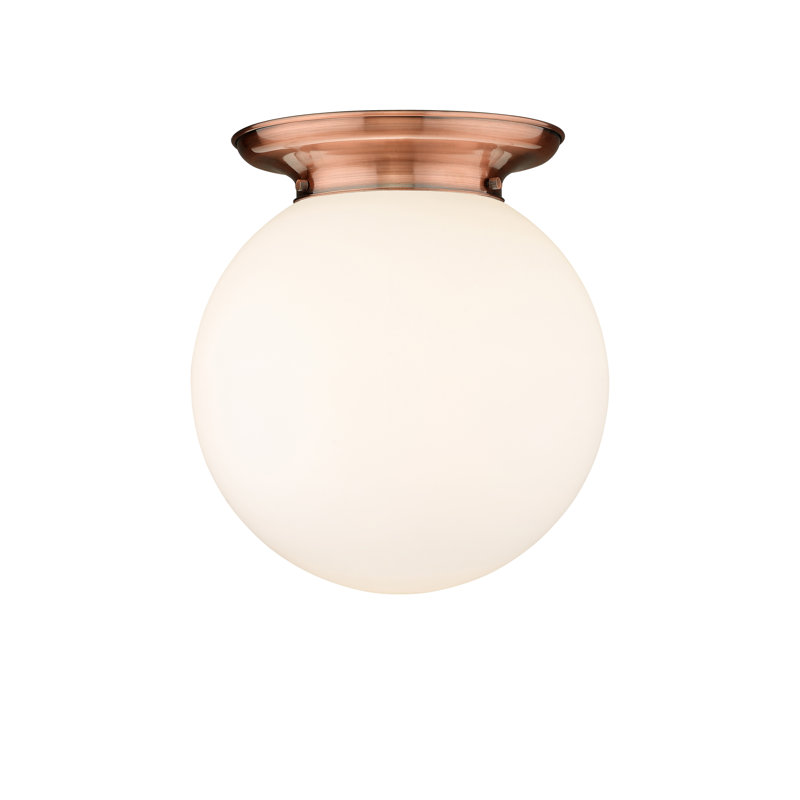 Plafonnier encastré 16 lumières 1 lumière Alfonsa, Blanc mat, H 15,25 po x l 14 po x P 14 po, Cuivre antique