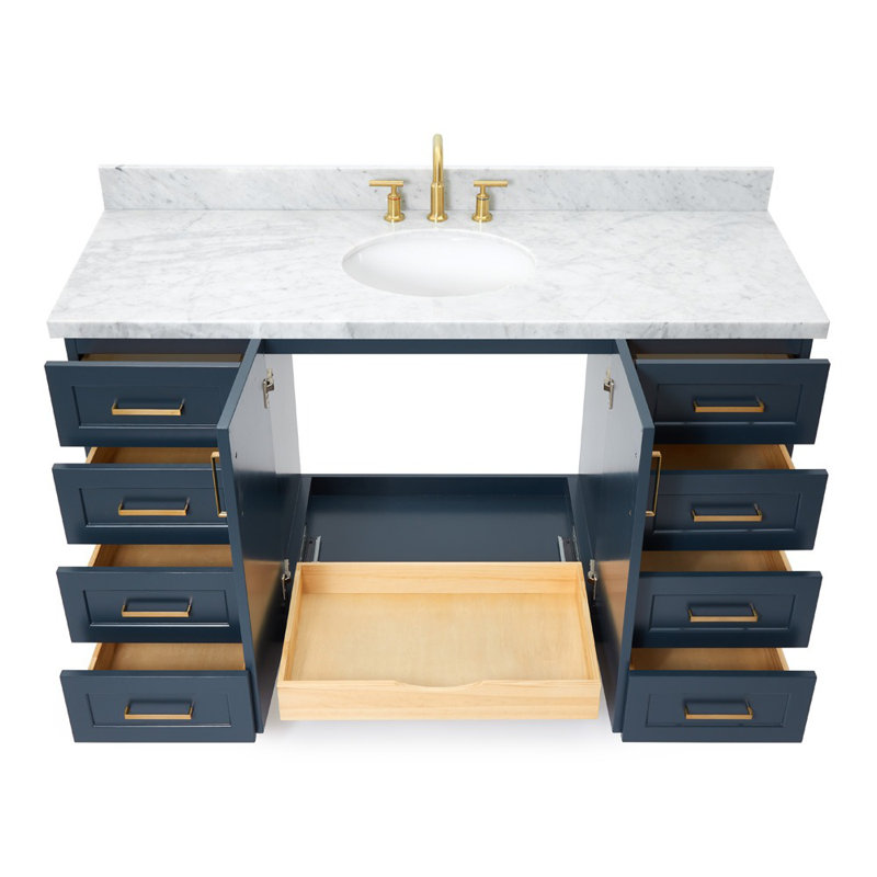 ARIEL TAYLOR 61 IN RECTANGLE SINK VANITY, Oval, Midnight Blue