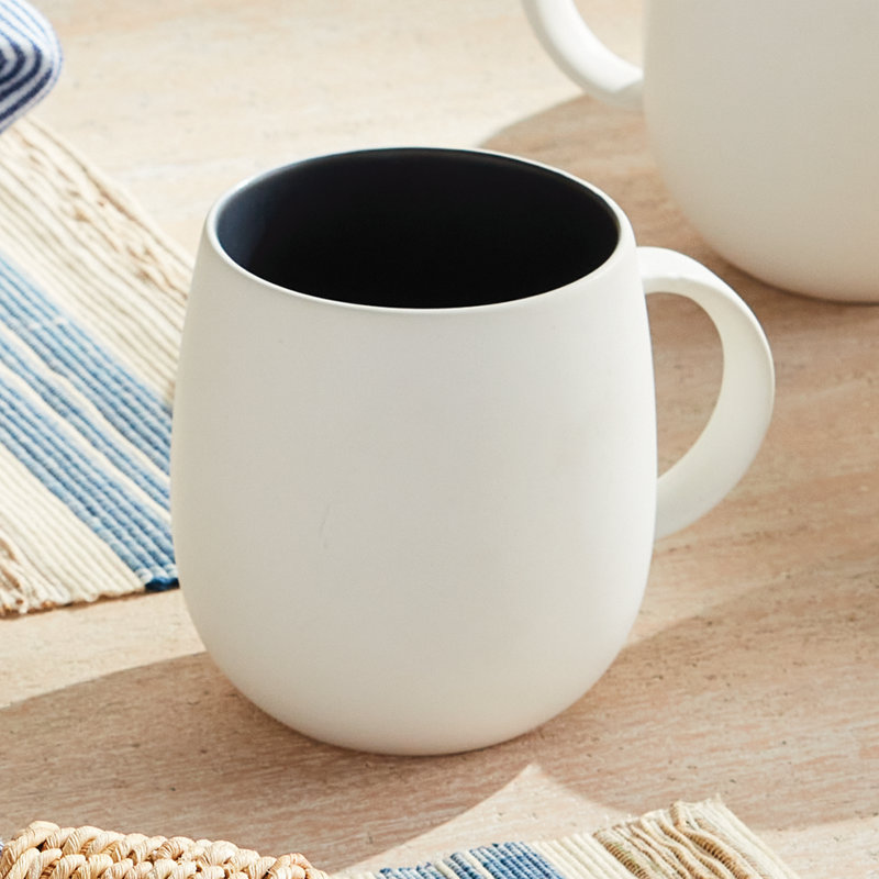 Barclay Butera Designs Ceramic Coffee Cup, White/Navy