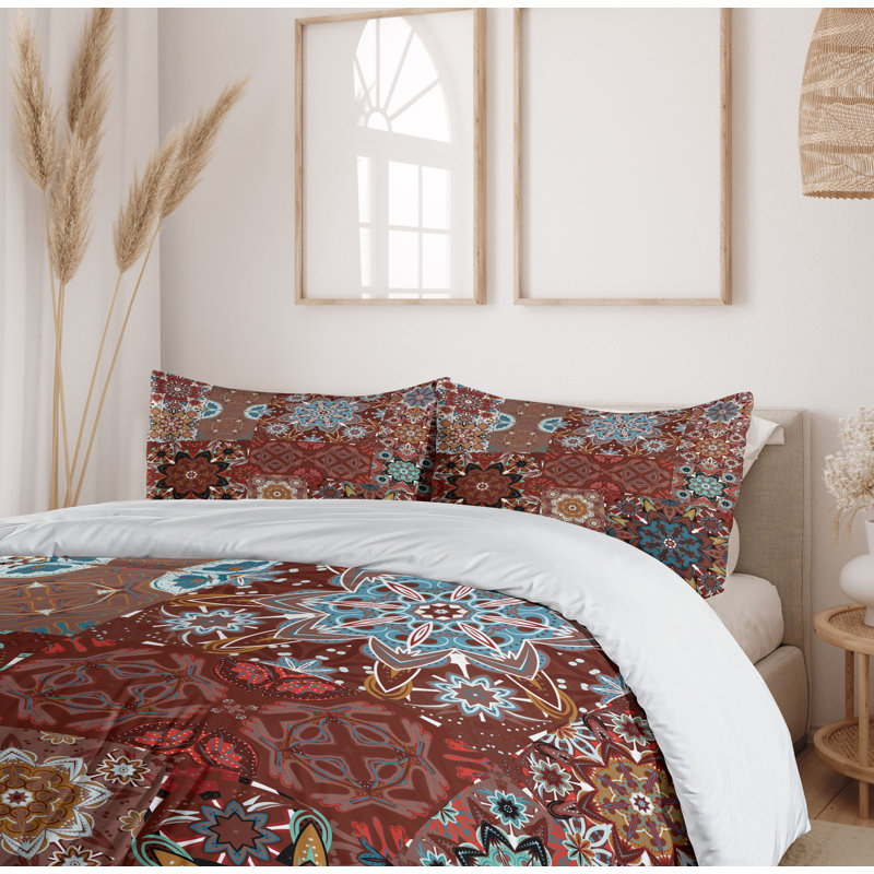 Farmhouse Eclectic Polyester Patchwork Duvet Cover, Queen