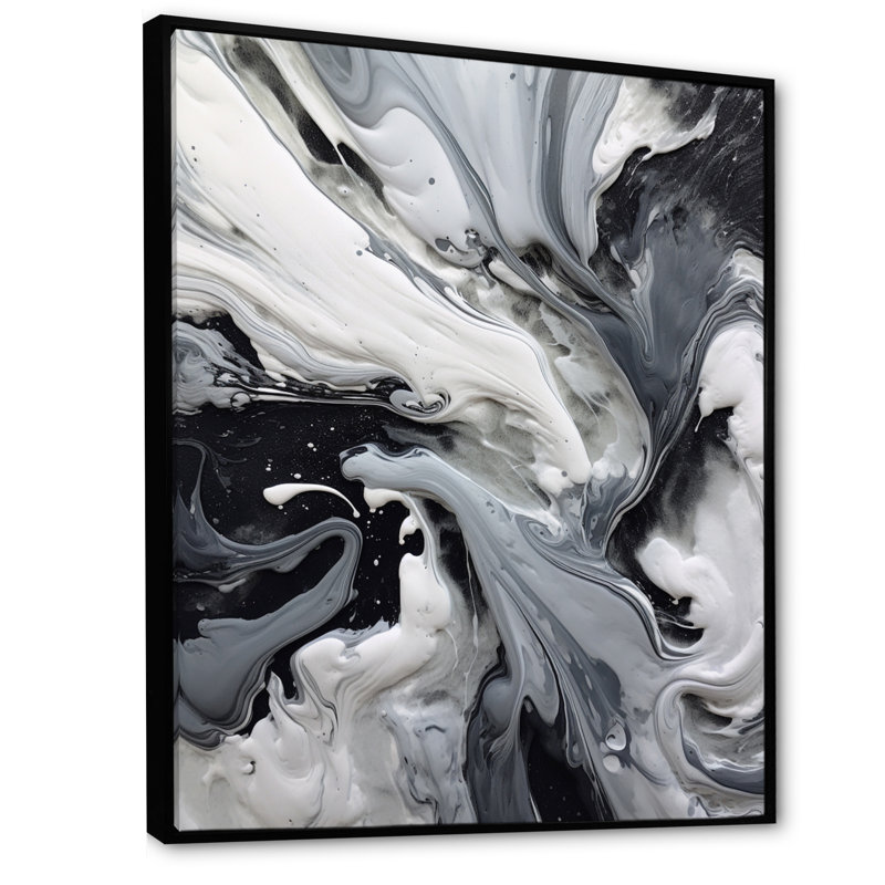 «Black and Grey Harmony In Chaos», reproduction d'art sur toile abstraite, Noir, H 44 po x l 34 po