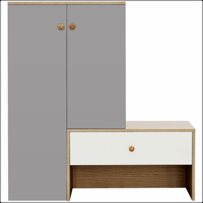 Banc et range-chaussures multifonctionnels, range-chaussures avec banc, tablettes réglables pour le couloir, le vestibule, blanc