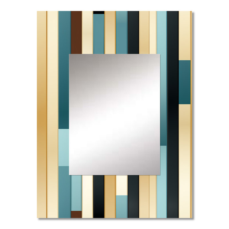 «Cellestine» bleu et beige rayé motif harmonie, 32 po x 24 po