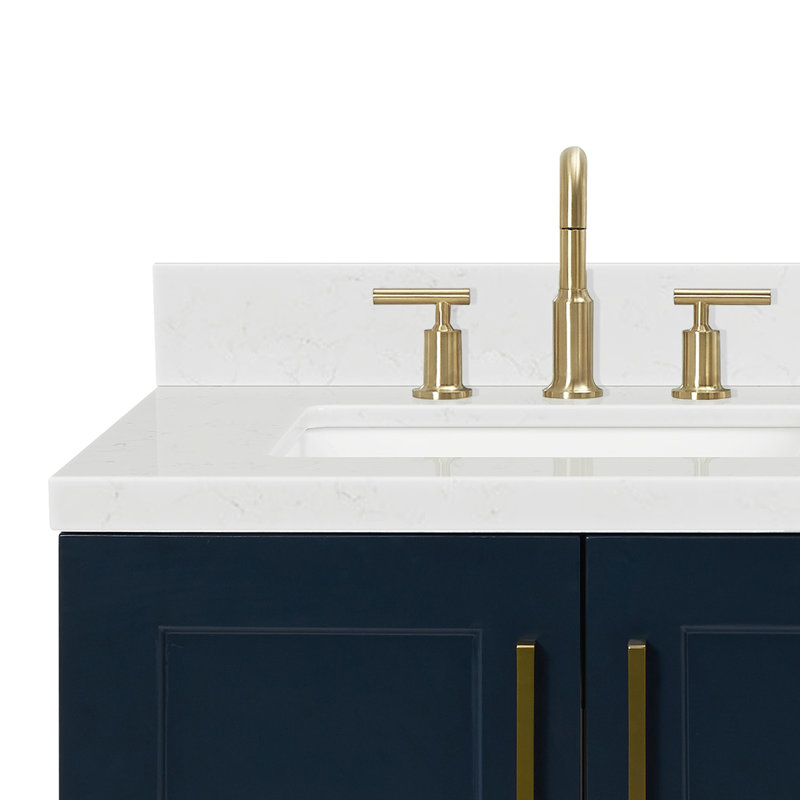 31 IN.  Single Bathroom Vanity, Carrara Quartz, Midnight Blue, Rectangle