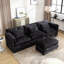 Canapé modulaire en L 112 po pour appartement en forme de L 112 po, confortable et modulaire avec mousse à mémoire de forme, canapé en nuage noir avec pieds en bois massif noir, cadre amovible, cadre-1168273483