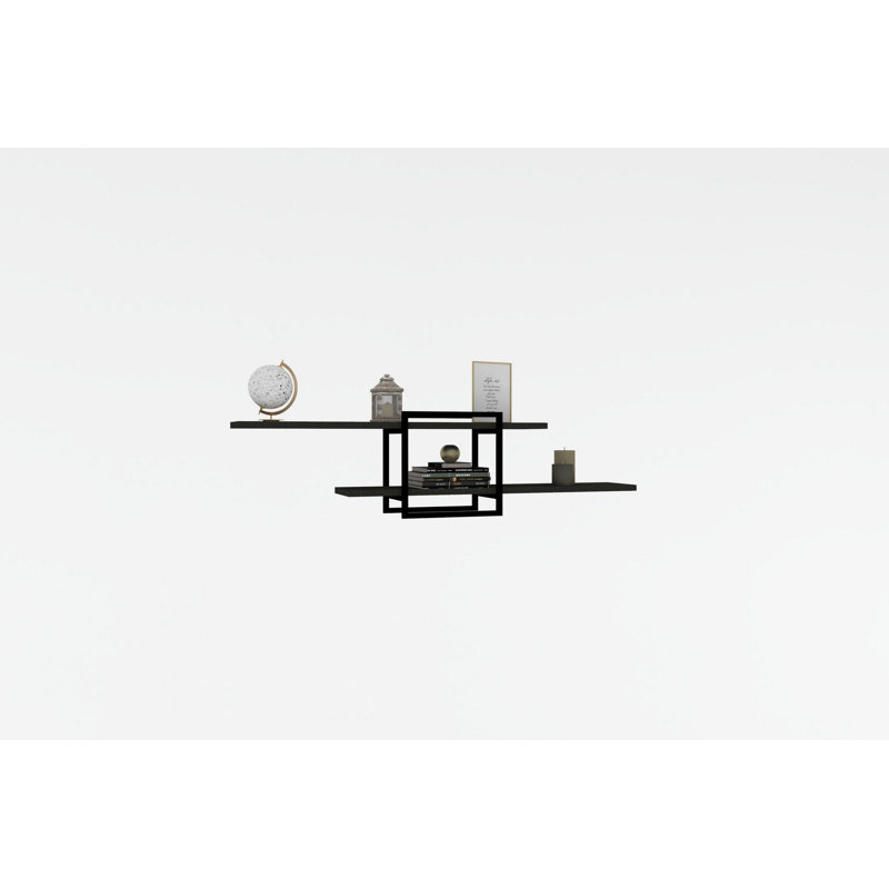Modern Wall Shelf, Anthracite & Black, 47.2 x 11.8 x 7.1 inches | 100% Melamine Coated Particle Board, Thickness: 0.7 inches | Industrial Design, Wall-Mounted, Perfect for Home or Office Decor, Stylish & Functional