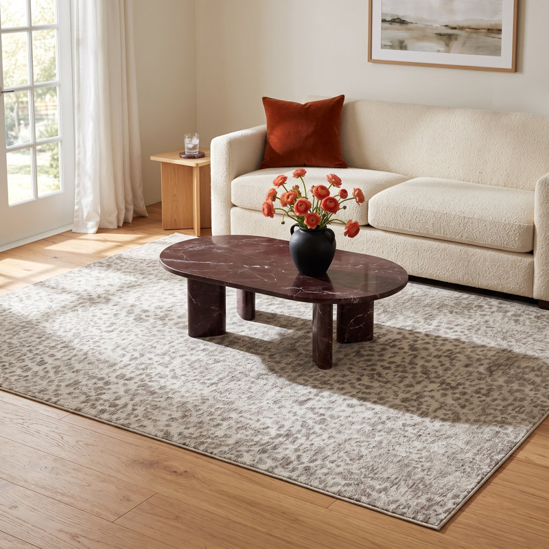 Crispin Abstract Silver/Ivory Area Rug, Animal Print, Rectangle 7'9" x 9'9"