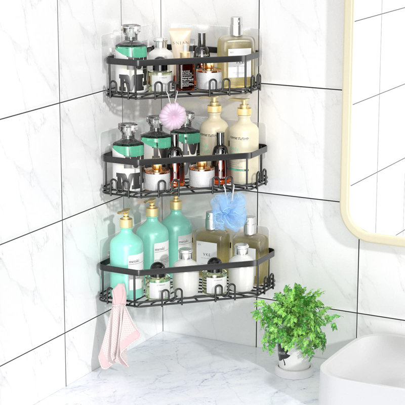Merrionette Wall Stainless Steel Shower Caddy, Black