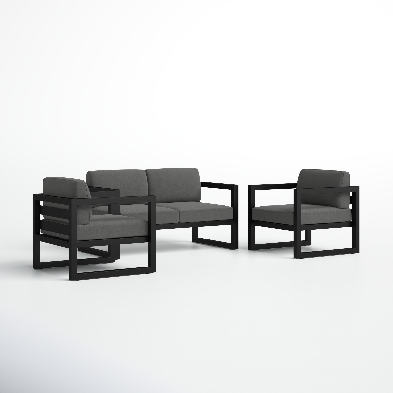 Smith 58" Sunbrella® Patio Sectional Set, Canvas Charcoal, Black