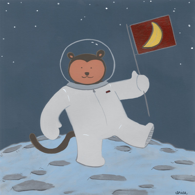 Monkeys In Space III by June Erica Vess - Wrapped Canvas Print, 76cm H x 76cm W x 3.8cm D