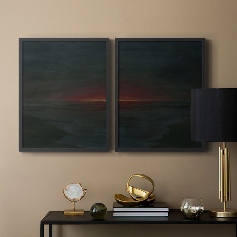 «Red Nightsky I», reproduction encadrée de qualité supérieure - prête à être accrochée - aucun clou requis - aucun clou requis