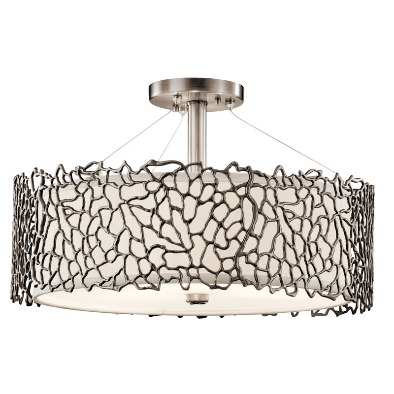 Silver Coral Glass Semi Flush Mount