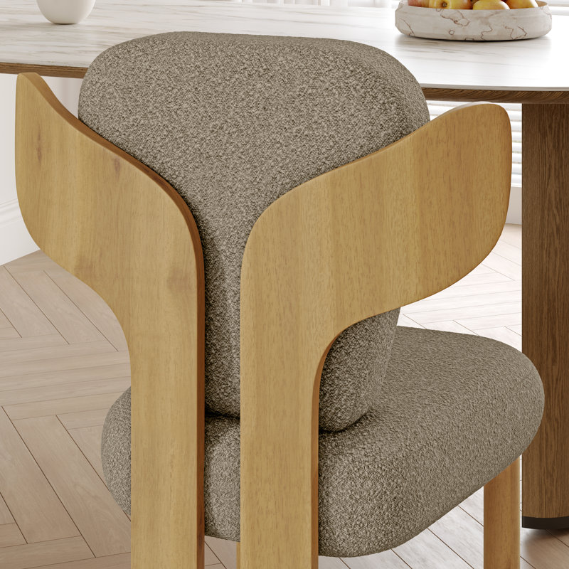 Chaise d'appoint rembourrée avec pieds en bois Brayden (ensemble de 2), Bois naturel, Tanné