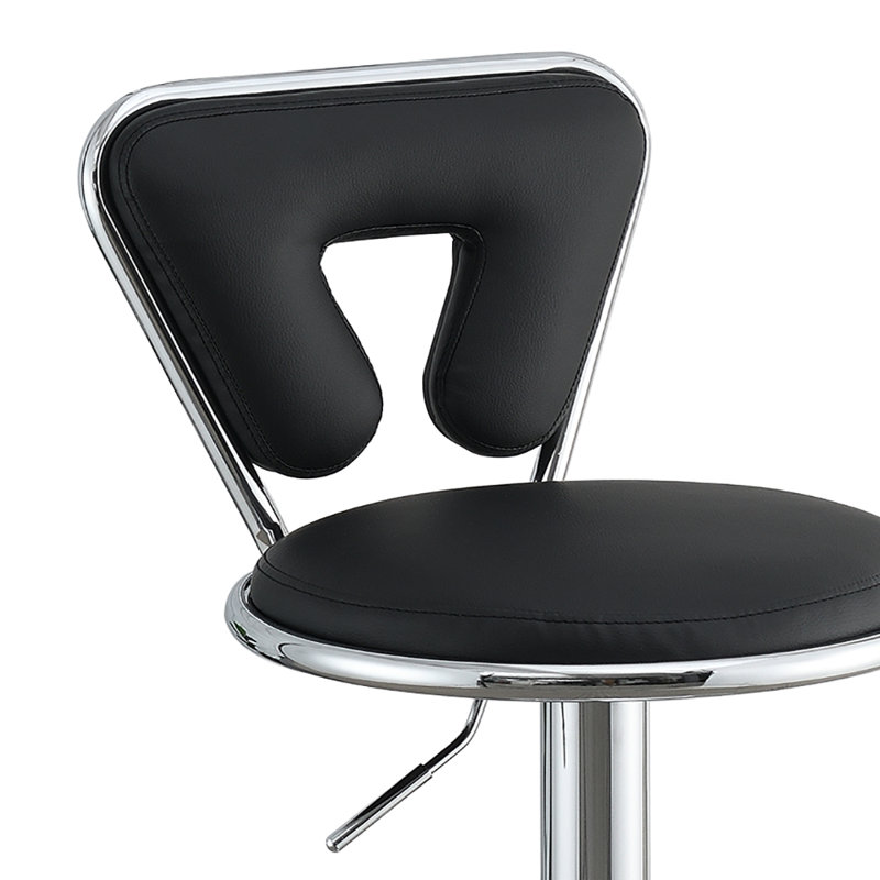 Uriana Swivel Upholstered Adjustable Height Counter Stool with Metal Frame, Black