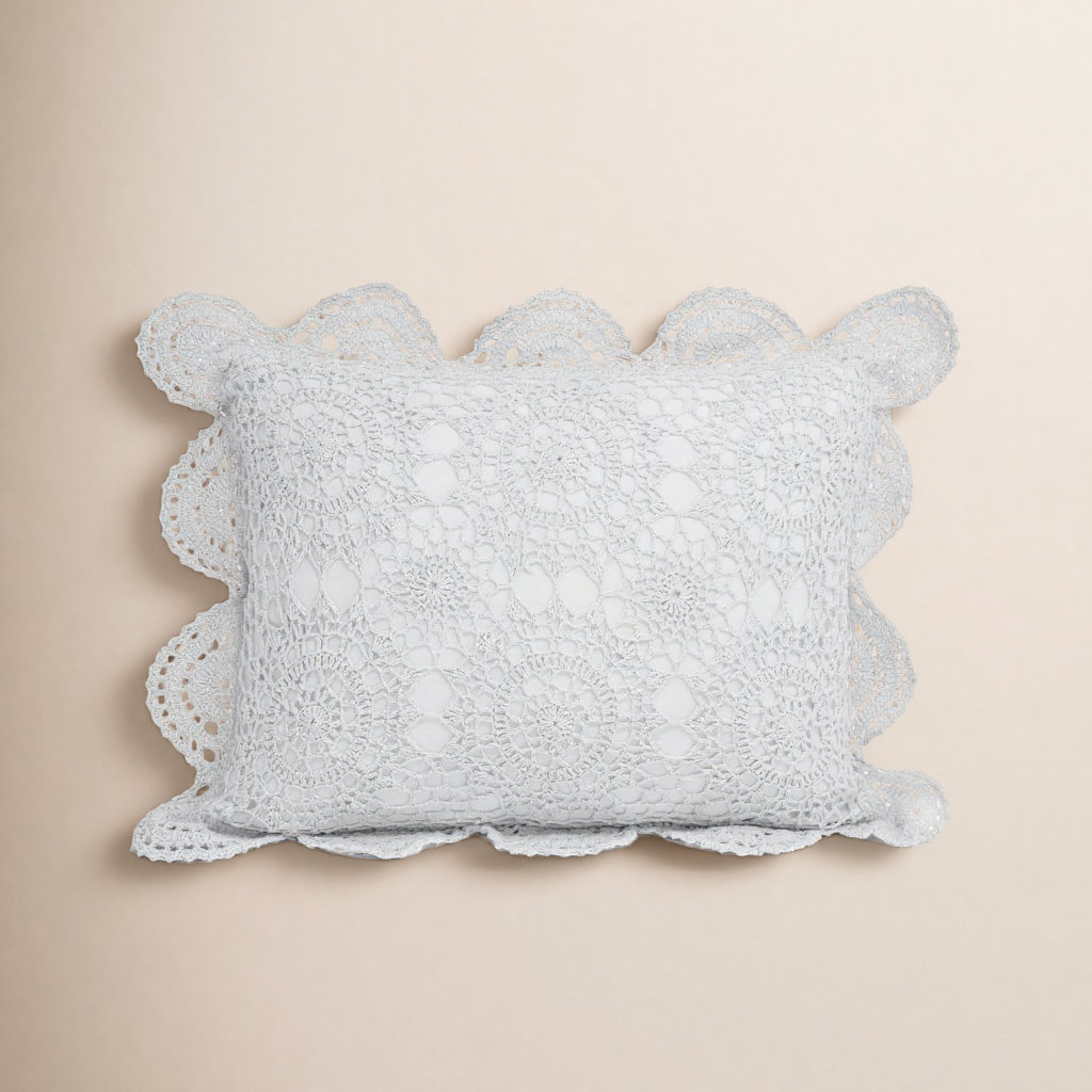 Melange Home 16" x 12" Handmade Cotton Pillow Cover, White