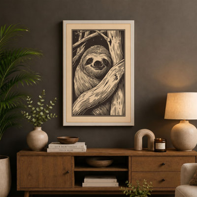 Contemplative Sloth Botanical - Wrapped Canvas