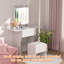 Ensemble de coiffeuse compacte avec tabouret, tables d'appoint pliables et miroir à DEL pour les petites chambres - Conception peu encombrante