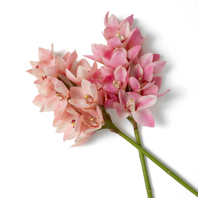 Bouquet Of Cymbidium Orchids Pink And Peach Tones Real Touch 36 Pcs/2Varieties