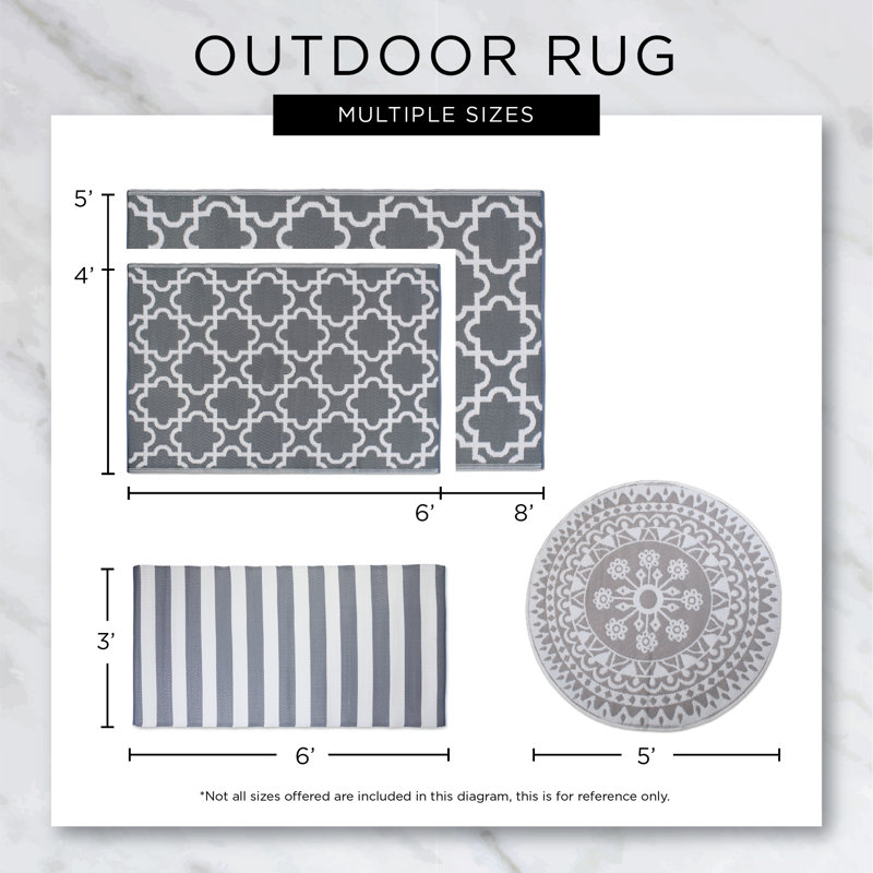 Blue and Multicolor Striped 4' x 6' Outdoor Rug