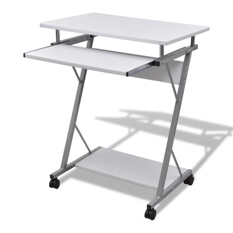 Aboubakar Metal Base Computer Desk, White