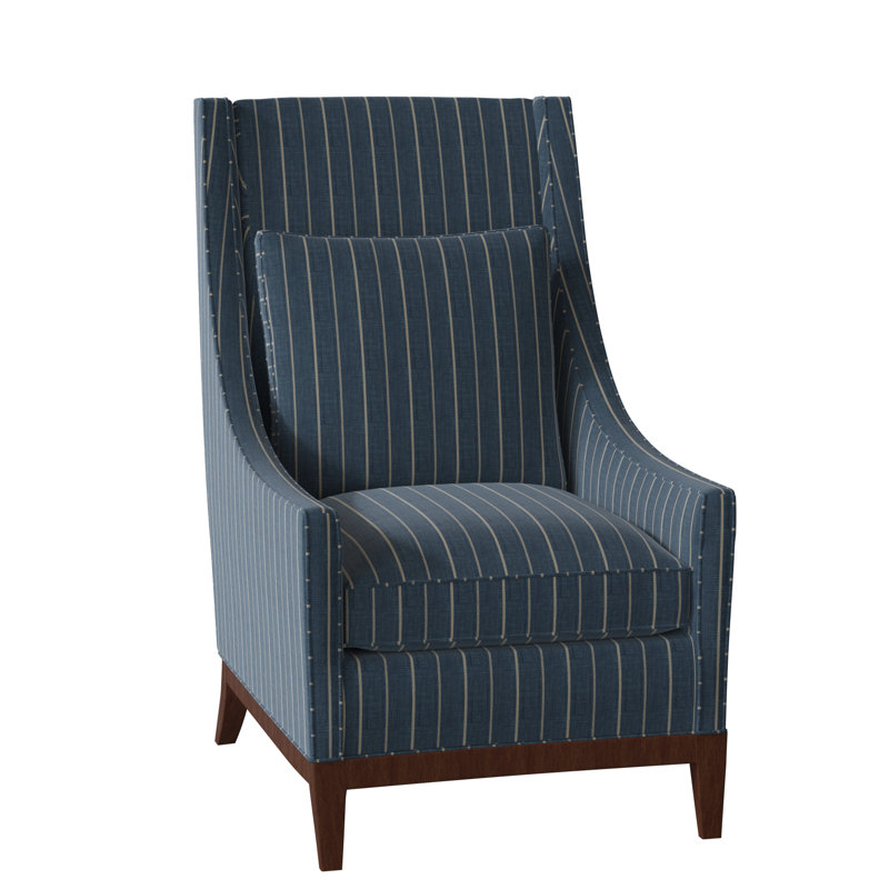 Eastside Wingback Chair, Burnished Brown, Wetherspoon Red/Blue
