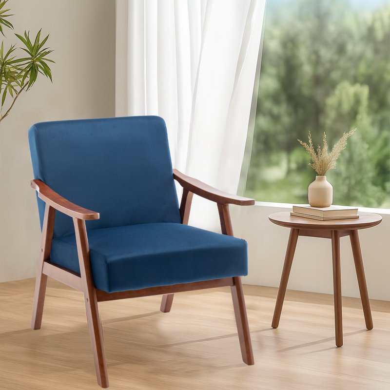 Fauteuil de réception Maret 30,71 po, Velours bleu