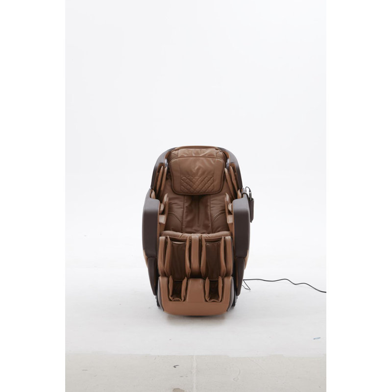 Faux Leather Heated Massage Chair,  Brown Faux Leather