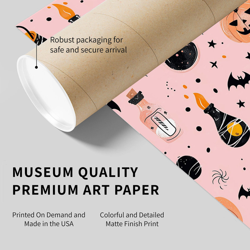 «Holiday Halloween Pumpkin Ghost», reproduction d'art moderne sans cadre, H 30 po x l 20 po