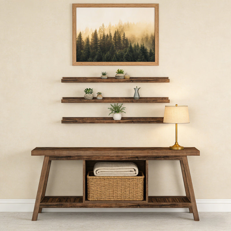 Farmhouse Console Table, 70.9" Entryway Table 2-Tier Sofa Table