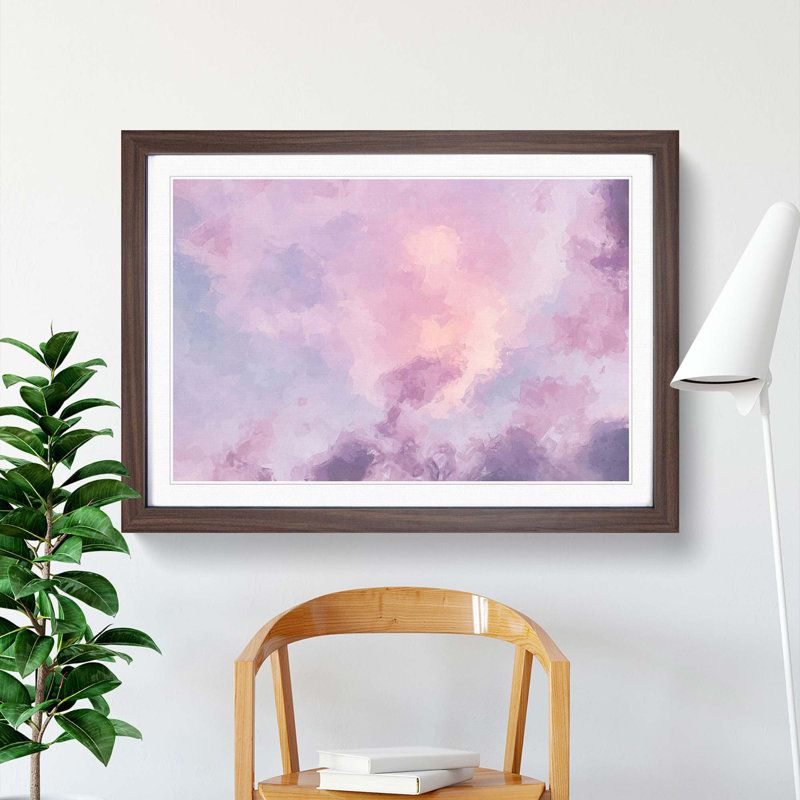 Cloud Mist In Abstract - Picture Frame Painting Print, 27cm H x 36cm W x 2cm D, Walnut Framed