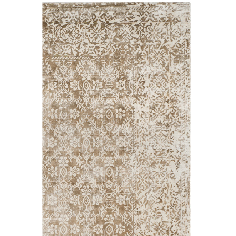 Tapis ivoire / beige en coton tissé à la main Lizzie, Rectangle 8 pi x 10 pi