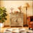 Wood Farmhouse Barn-Door Storage Cabinet, Coffee Bar Buffet Sideboard With Drawer For Kitchen & Living Room-2047609316