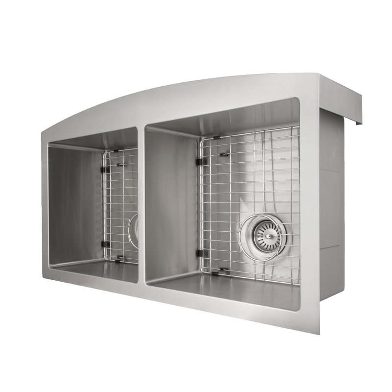 Niseko 36" Stainless Steel Double Bowl Freestanding Kitchen Sink