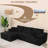 Comfortable Modular Sofas, Black Chenille L-shaped Couch For Home