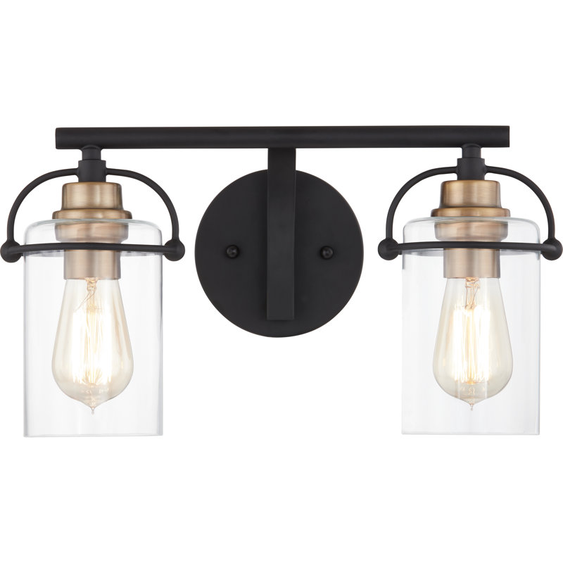 Emerson 2-Light Matte Black Vanity Light, Matte Black