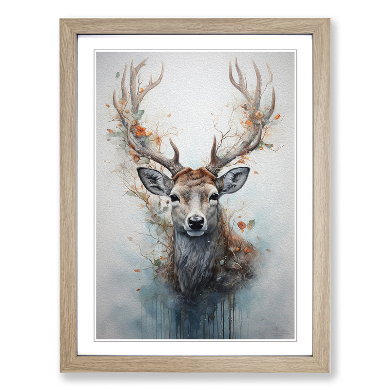 Deer Conceptual - Framed Print, Oak Framed, 46cm H x 34cm W