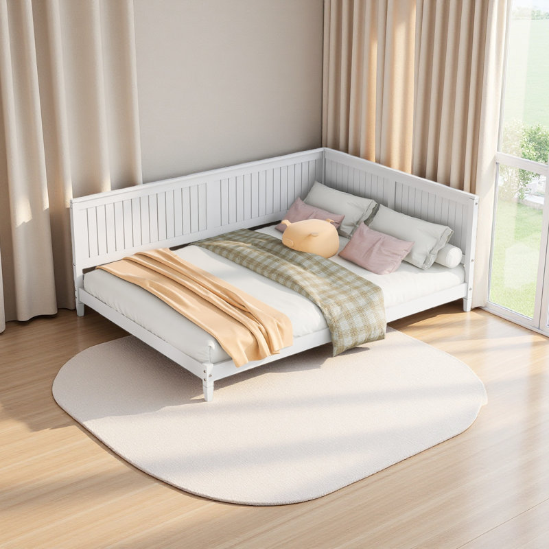 Lit de jour / canapé en bois, Lit double, Blanc