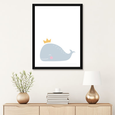Baleine avec couronne - impression d'art graphique