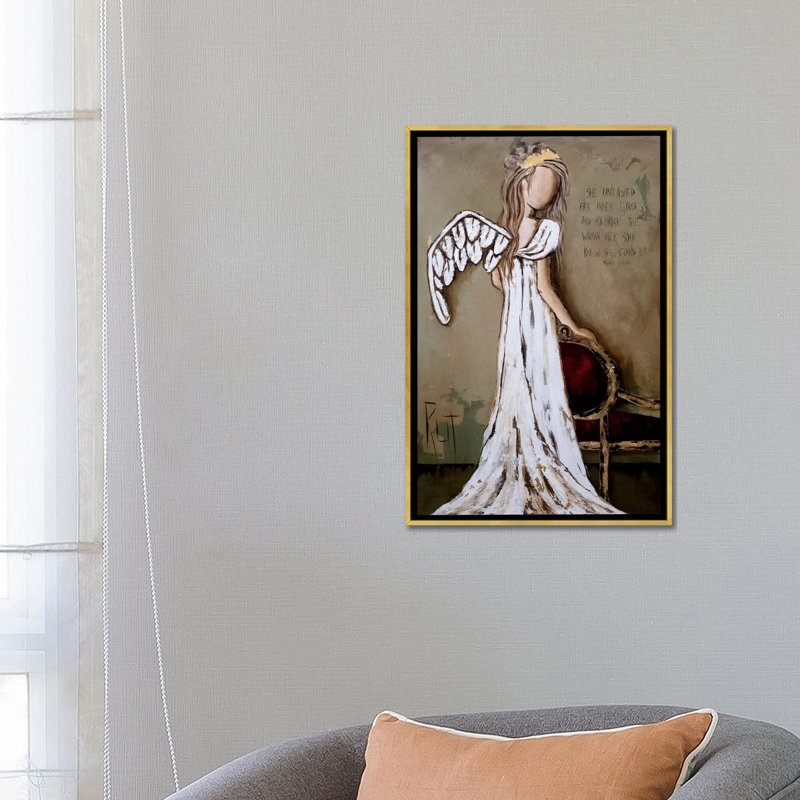 « Unleashed » par rut art Creations-impression d’art graphique, H 18 po x l 26 po x P 1,5 po, Toile encadrée d'or