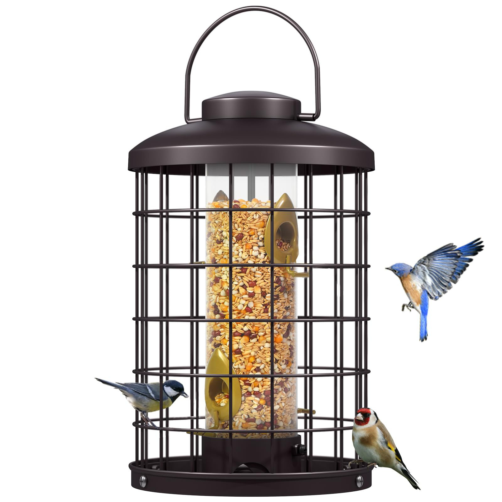 Image showcasing Arlmont & Co. Caged Bird Feeder For Wild Birds Outside, Large Squirrel ...