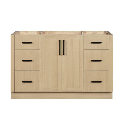   Loren 54 Inch Single Sink Base Cabinet in Natural Oak
